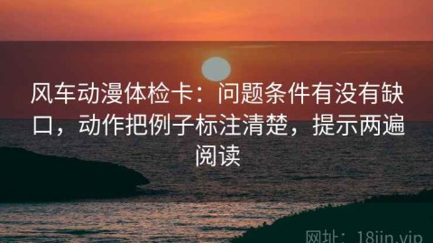 风车动漫体检卡：问题条件有没有缺口，动作把例子标注清楚，提示两遍阅读
